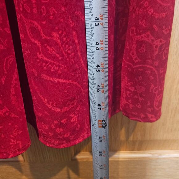 Vintage Red Paisley Slip Dress Y2K Strappy Maxi, Boho Festival Style Size 11 - Picture 9 of 10